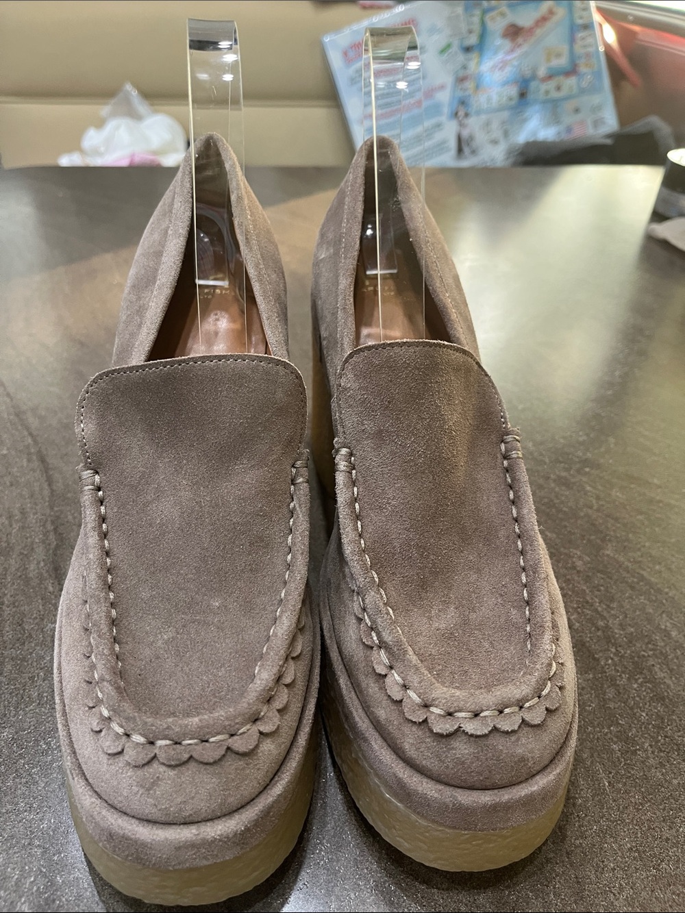 Marc Fischer Women’s Taupe Suede Platform Loafers